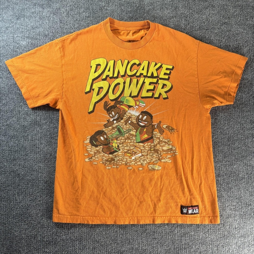 WWE The New Day Shirt Mens Large Orange Pancake Power Graphic Tee Wrestling